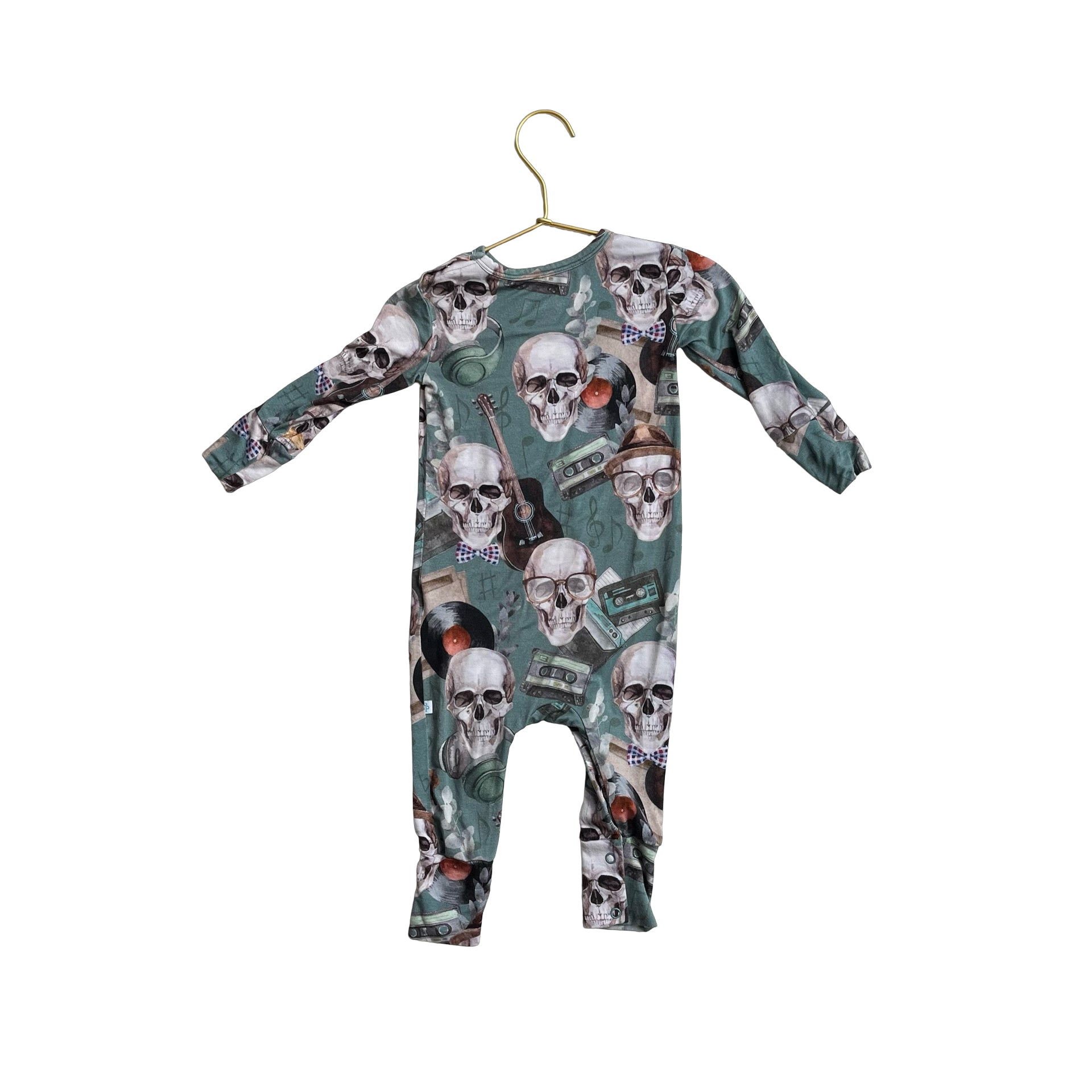 Posh Peanut Green Music & Skeleton Print One - Piece - Size 12 - 18 Mo - Bounce Mkt