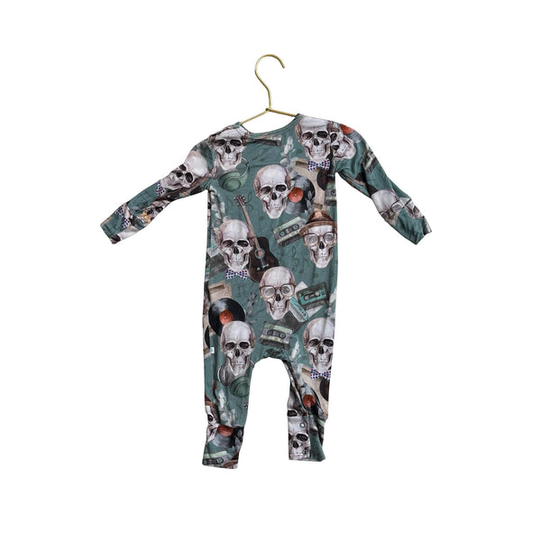 Posh Peanut Green Music & Skeleton Print One - Piece - Size 12 - 18 Mo - Bounce Mkt