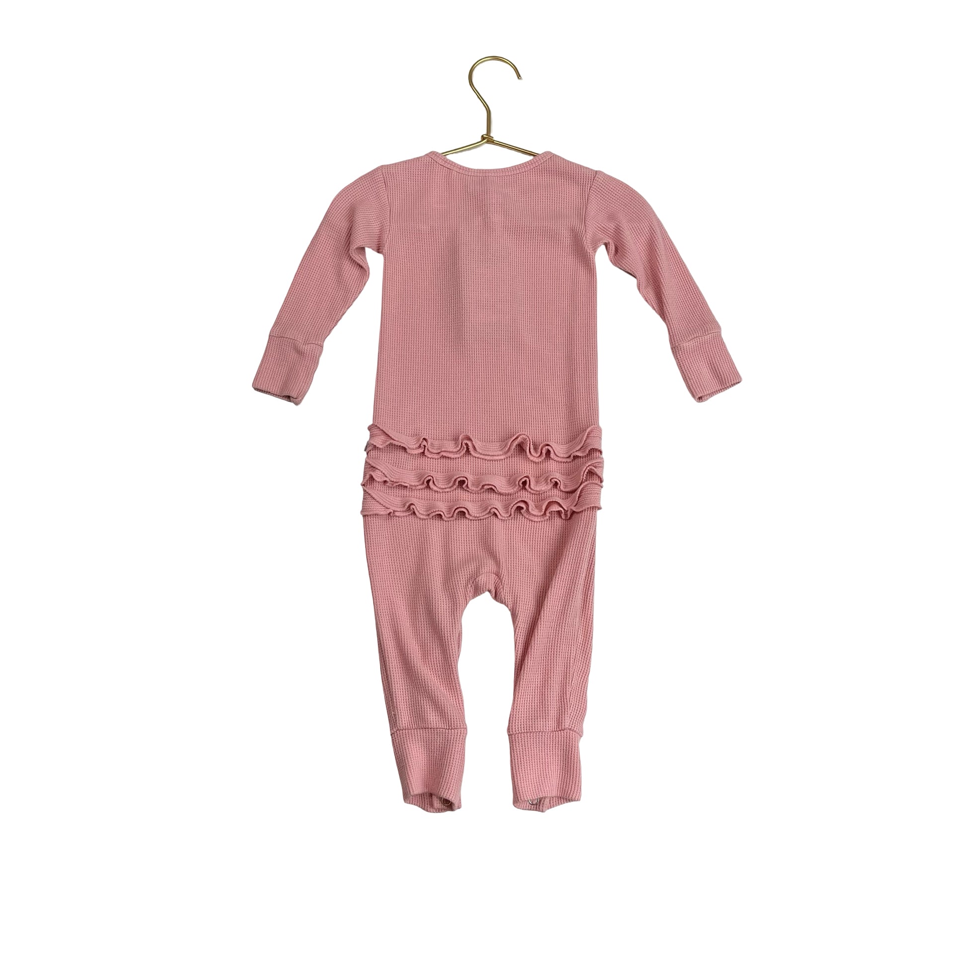 Posh Peanut Pink Waffle Henley One - Piece - Size 18 - 24 Mo - Bounce Mkt
