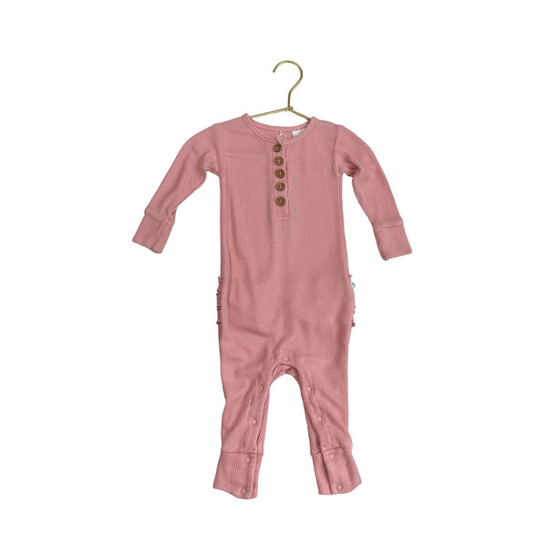Posh Peanut Pink Waffle Henley One - Piece - Size 18 - 24 Mo - Bounce Mkt