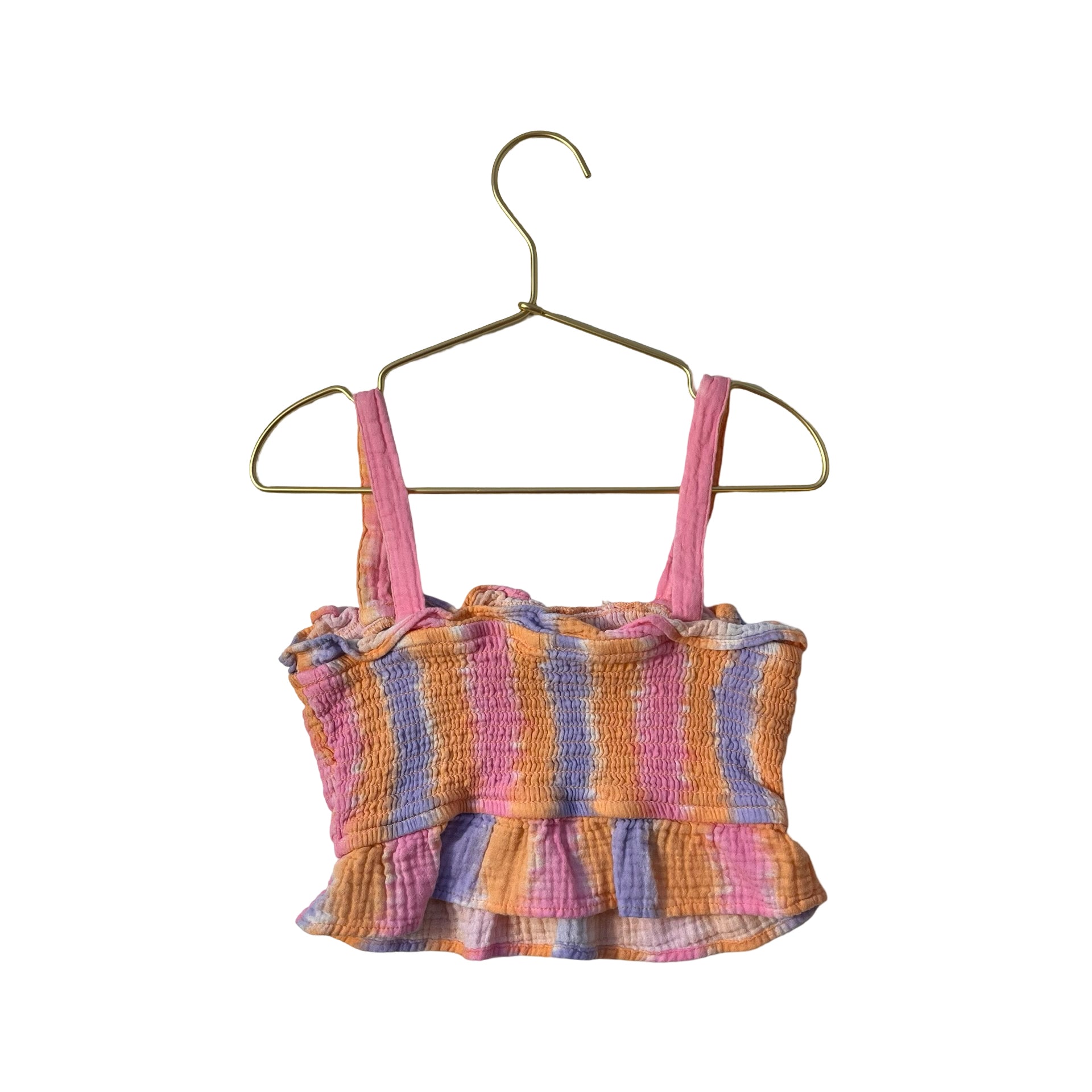 Primark Pink, Lavender, Coral Tie - Dye Smocked Top - Size 7 - 8 - Bounce Mkt