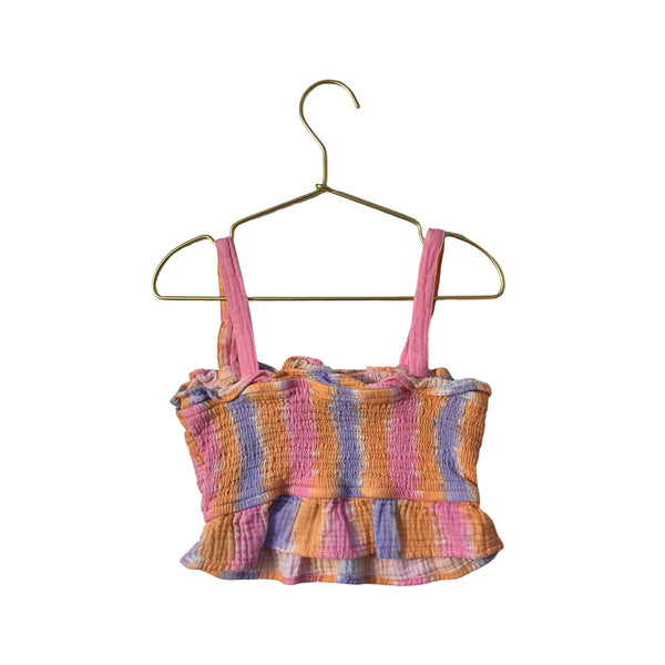 Primark Pink, Lavender, Coral Tie - Dye Smocked Top - Size 7 - 8 - Bounce Mkt