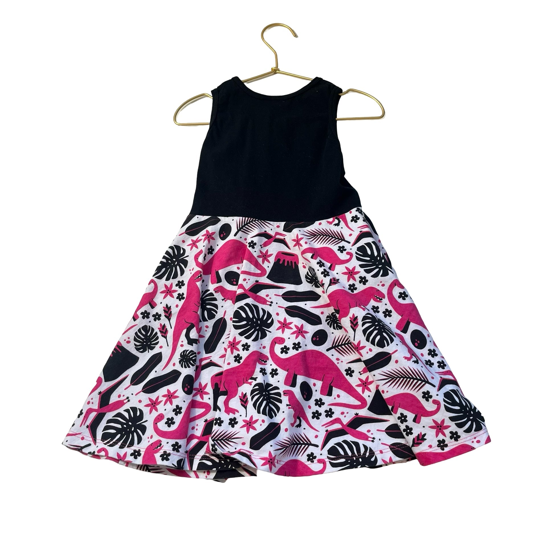 Princess Awesome Black, White & Hot Pink Dino Sleeveless Dress - Size 5 - Bounce Mkt