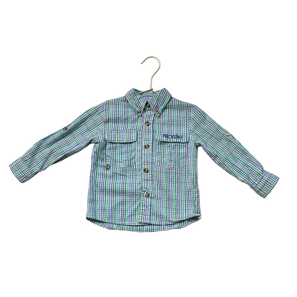 Prodoh Green, Blue & Ivory Plaid Button Down Shirt - Size 2 - Bounce Mkt