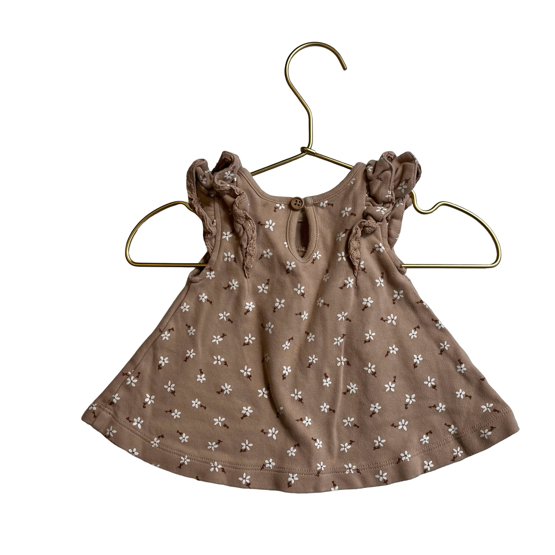 Quincy Mae Tan Floral Top - Size 0 - 3 Mo - Bounce Mkt