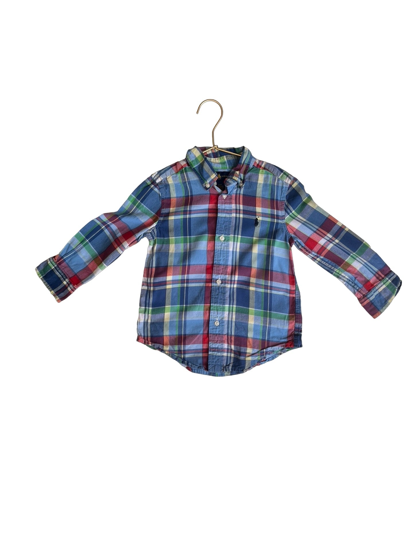 Ralph Lauren Blue & Multi Color Plaid Long Sleeve Button Down Shirt - Size 3 - Bounce Mkt