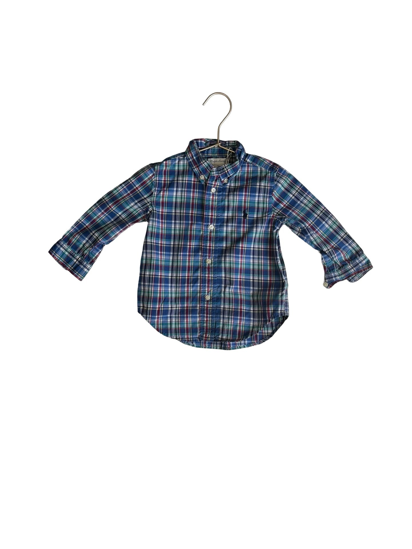 Ralph Lauren Blue, Navy & Red Long Sleeve Button Down Shirt - Size 18 Months - Bounce Mkt