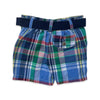 Ralph Lauren Blue Plaid Belted Shorts with Tags - Size 6 Mo - Bounce Mkt