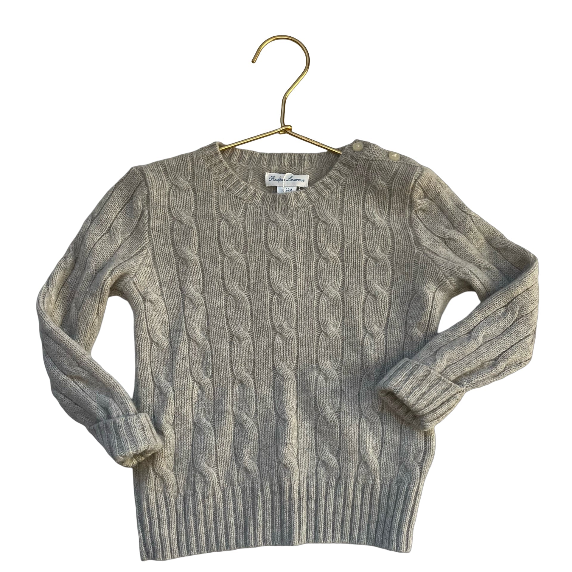 Ralph Lauren Gray Cable Sweater - Size 18 - 24 Months - Bounce Mkt