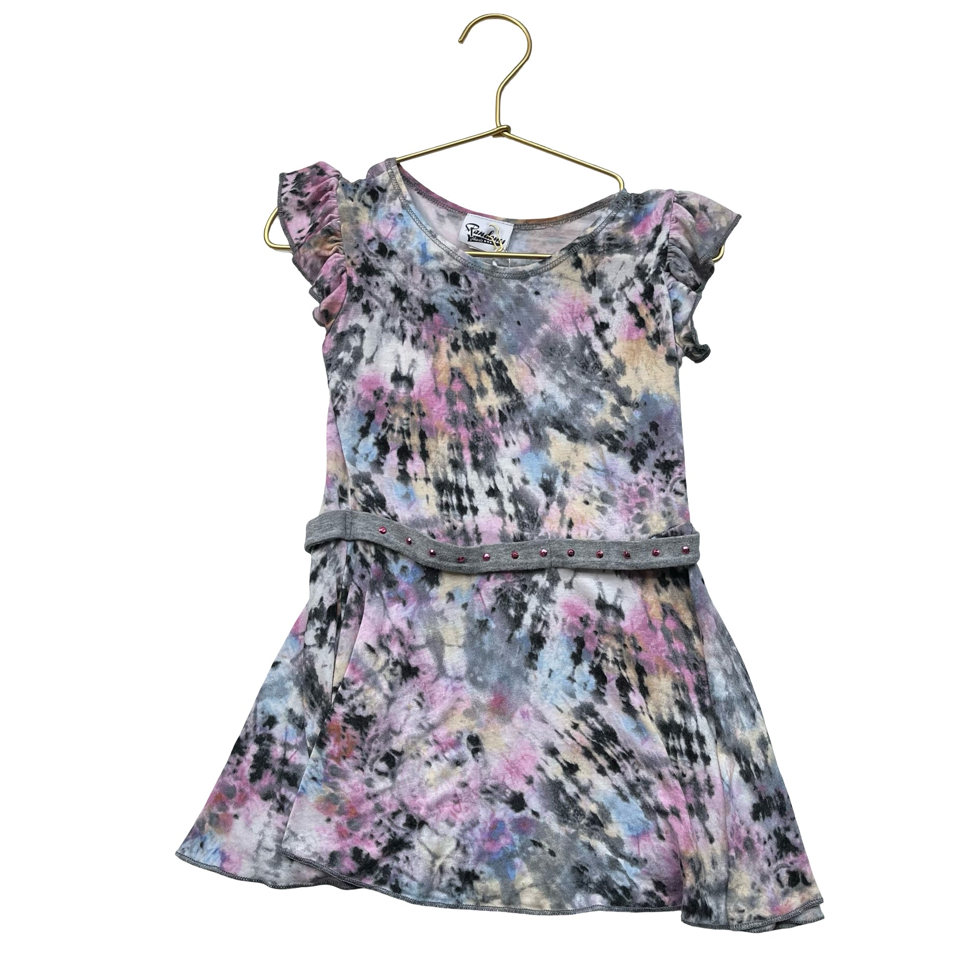 Random Hearts Gray, Black & Pink Tie Dye Sleeveless Dress - Size 3 - Bounce Mkt