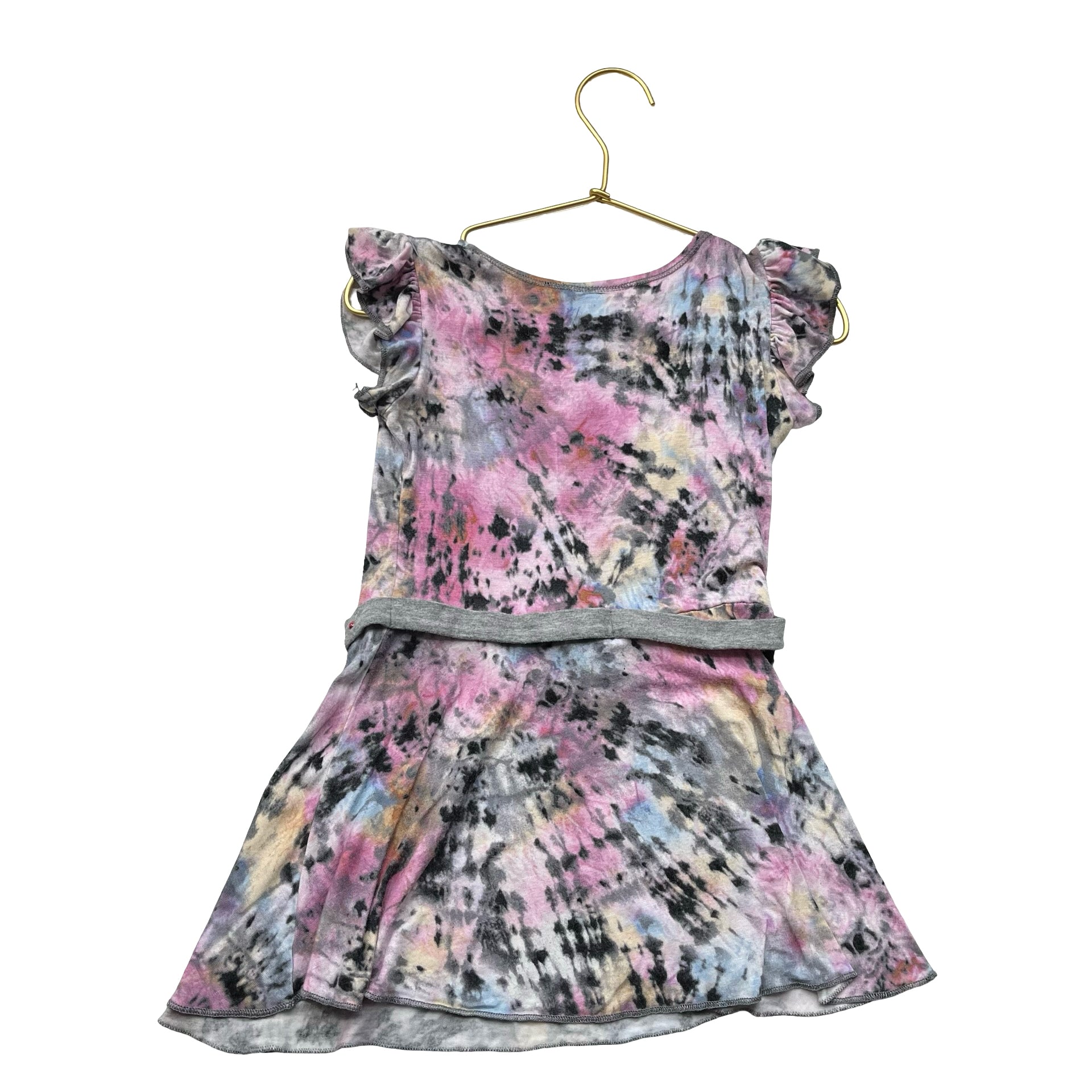 Random Hearts Gray, Black & Pink Tie Dye Sleeveless Dress - Size 3 - Bounce Mkt
