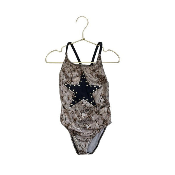 Random Hearts Leopard Star Swim Suit - Size 4 Estimated - Bounce Mkt