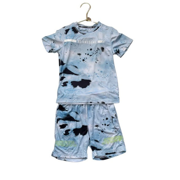 Rockets of Awesome 2 Piece Blue Splatter Athletic Shorts & T Set - Size 3 - Bounce Mkt