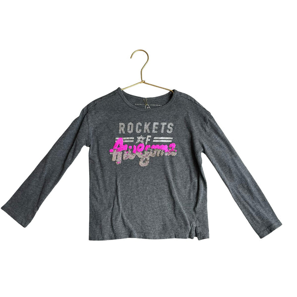 Rockets of Awesome Gray, Silver & Pink Flip Sequins Long Sleeve T-Shirt - Size 5 - Bounce Mkt