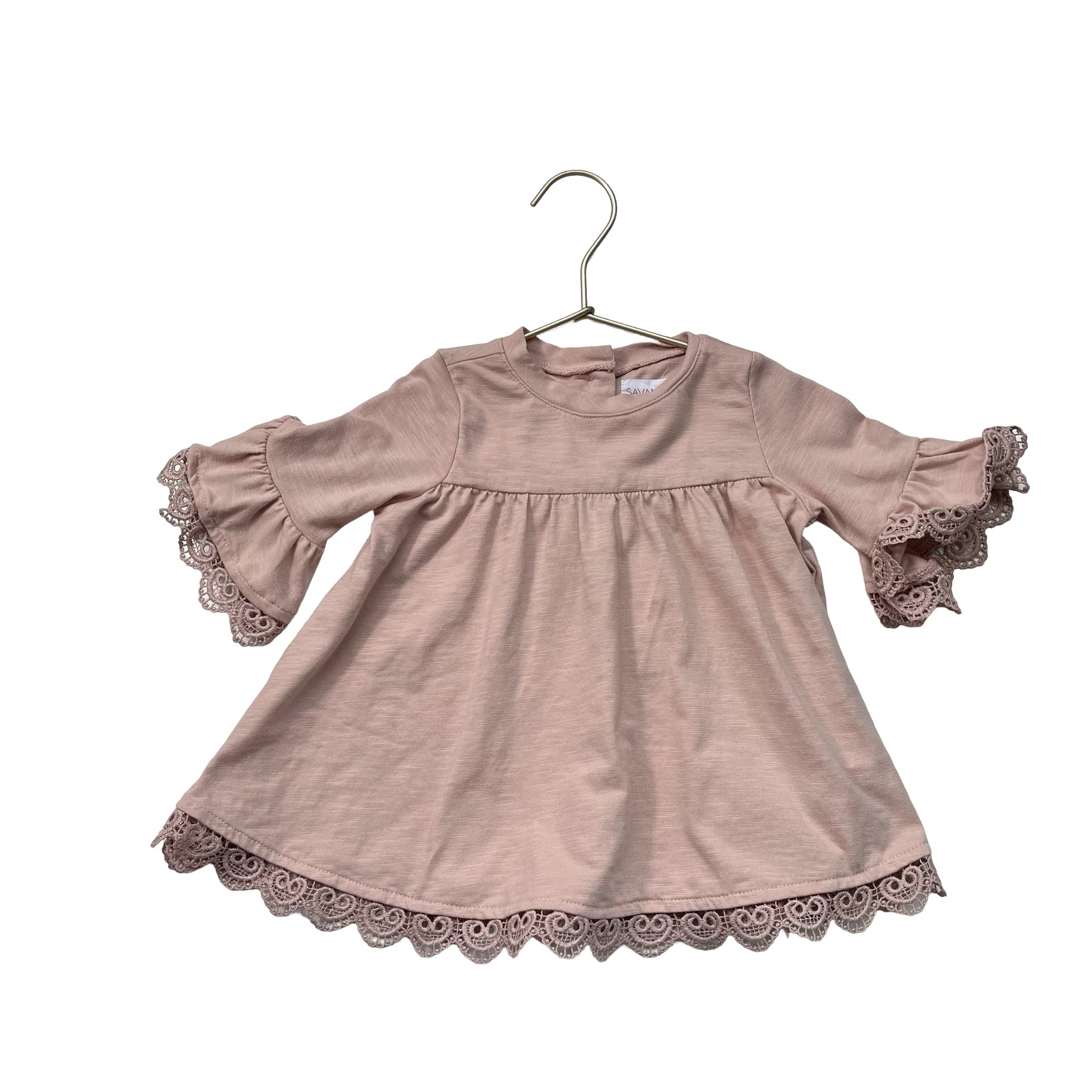 Savannah Pink Eyelet Trim Top - Size 24 Mo - Bounce Mkt