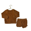 Serendipity Brown Organic Cotton Terry Sweatshirt & Short Set - Size 4 - Bounce Mkt