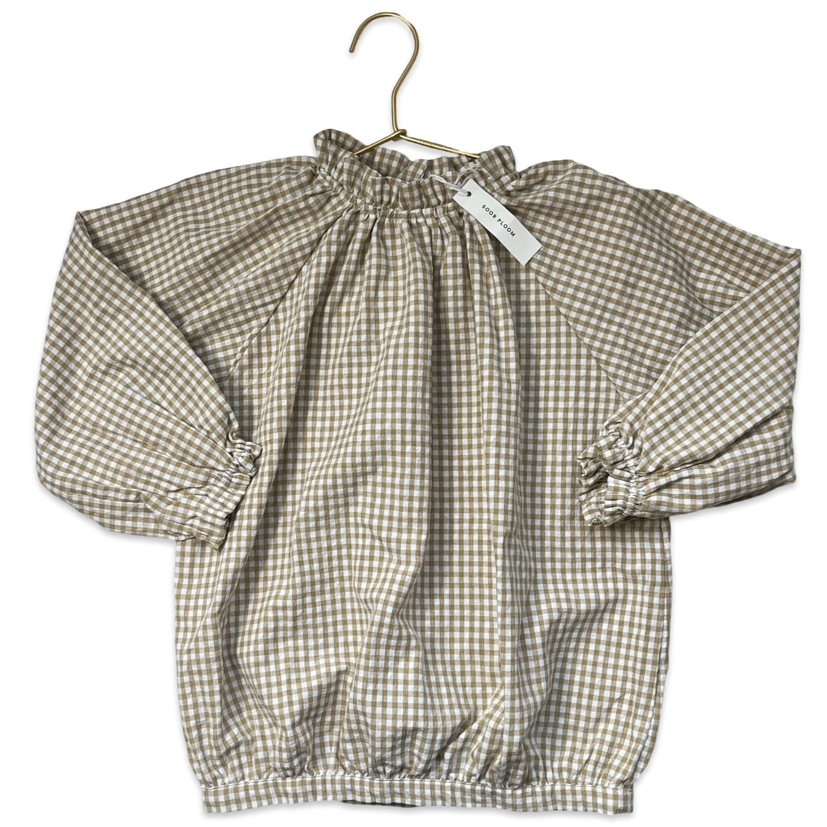 Soor Ploom Tan & Ivory Check Blouse with Tags - Size 8 - 9Y - Bounce Mkt