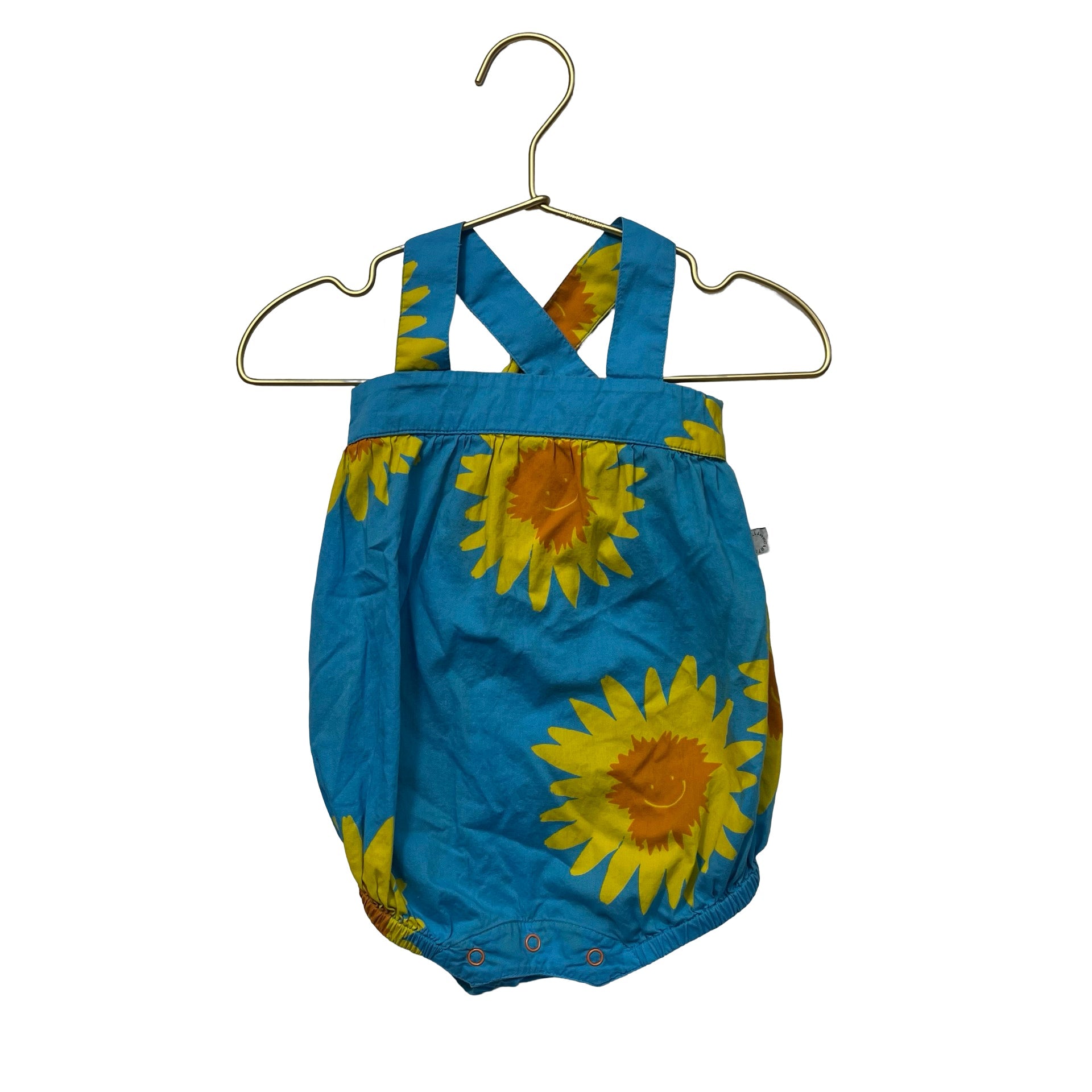 Stella McCartney Kids Aqua Blue & Yellow Sunflower Bubble One Piece - Size 3 Mo - Bounce Mkt
