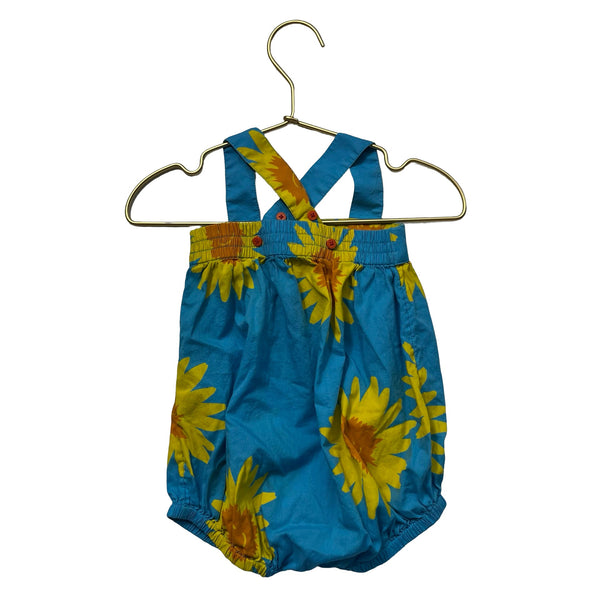 Stella McCartney Kids Aqua Blue & Yellow Sunflower Bubble One Piece - Size 3 Mo - Bounce Mkt