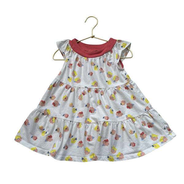 Tea Floral Print Dress, Orange Trim - Size 18 - 24 Mo - Bounce Mkt