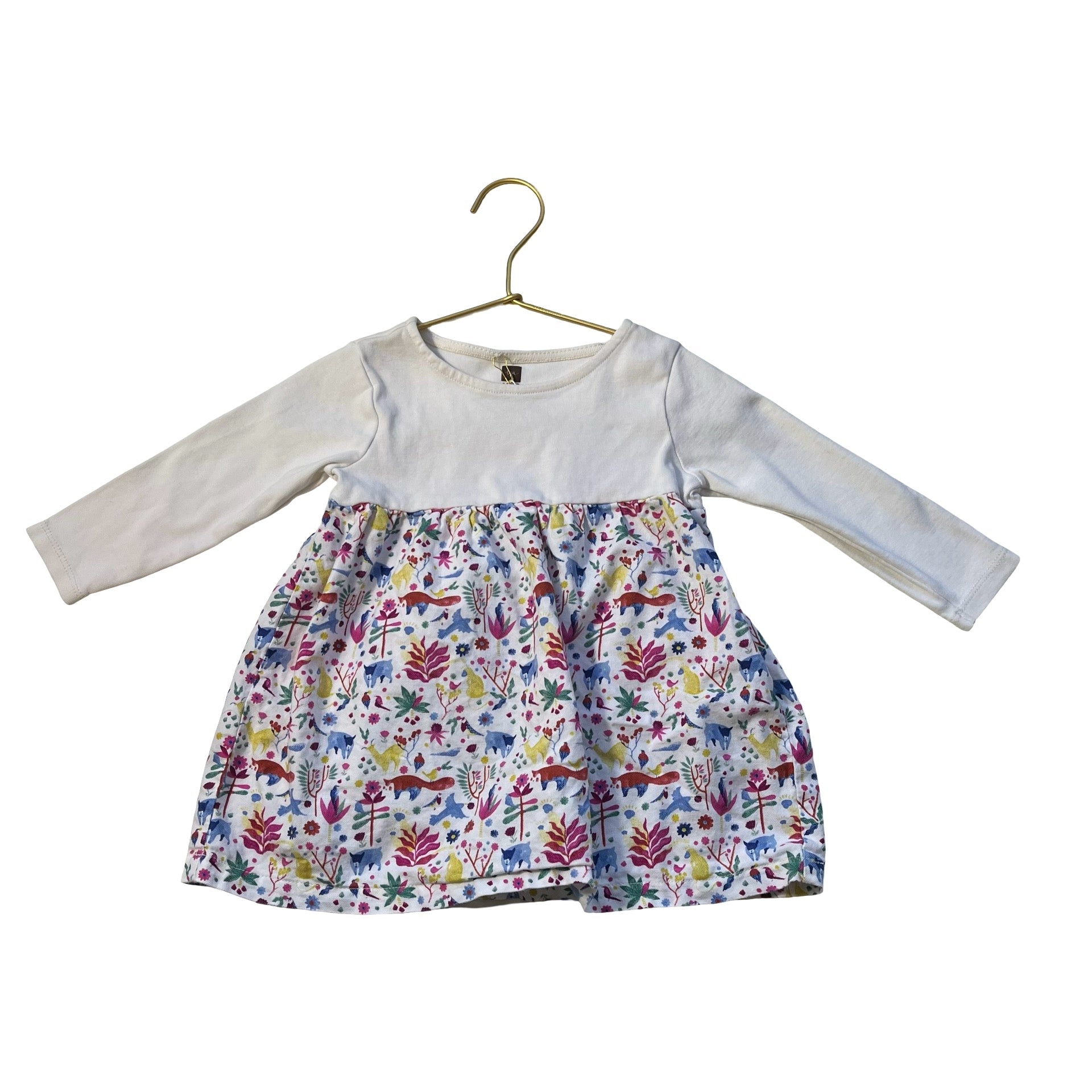 Tea Ivory & Colorful Woodland Print Dress - Size 12 - 18 Mo - Bounce Mkt