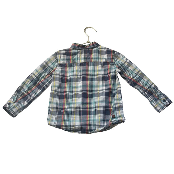 Tea Ivory, Teal, Blue Plaid Plaid Button Down - Size 3 - Bounce Mkt