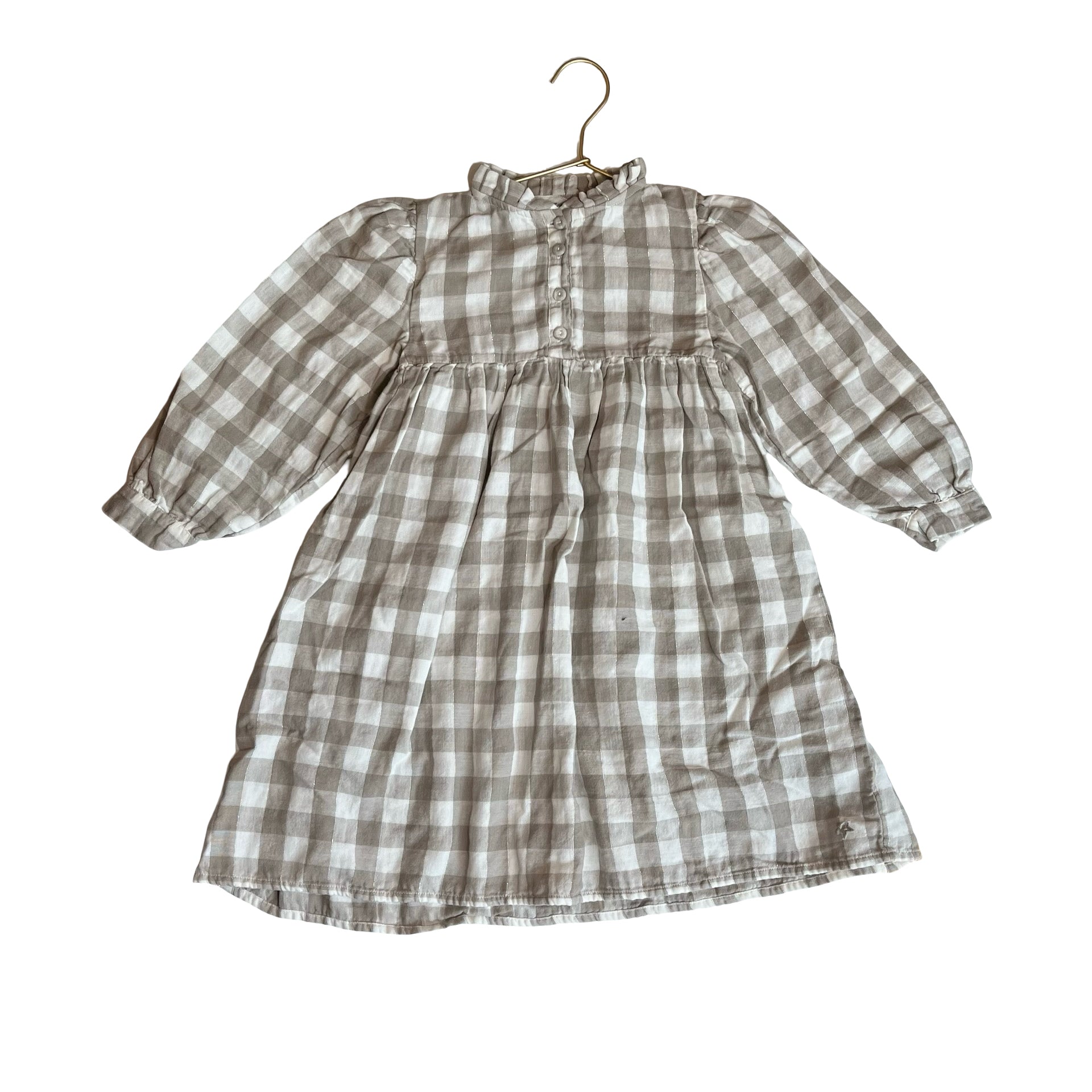 Tocoto Vintage Beige & White Check Dress - Size 6Y - Bounce Mkt