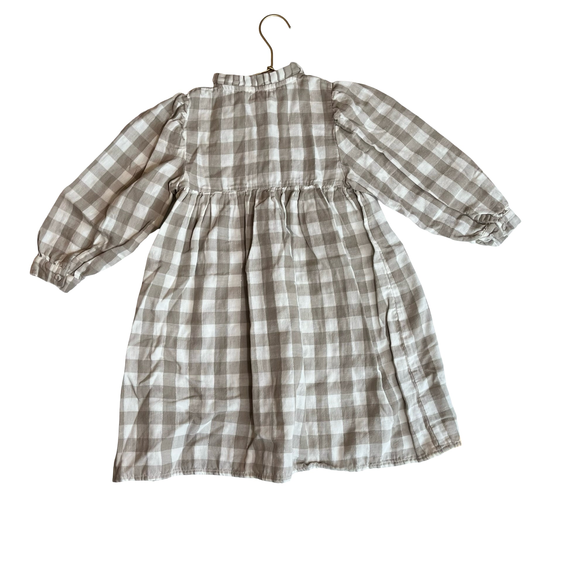 Tocoto Vintage Beige & White Check Dress - Size 6Y - Bounce Mkt