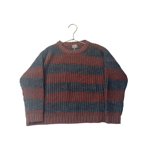Tocoto Vintage Gray & Burgundy Striped Sweater - Size 6Y - Bounce Mkt