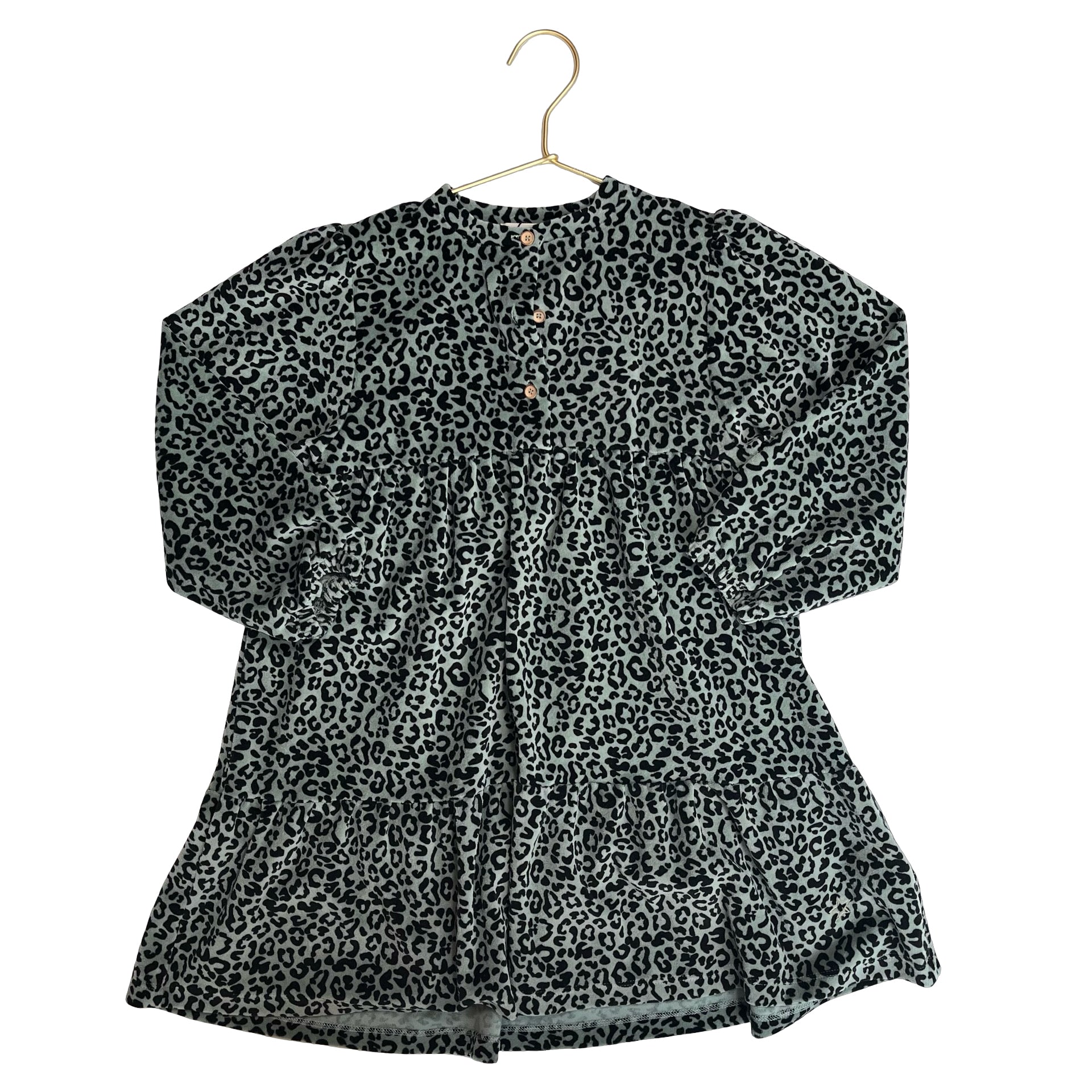 Tocoto Vintage Green & Black Leopard Print Velour Dress - Size 6Y - Bounce Mkt