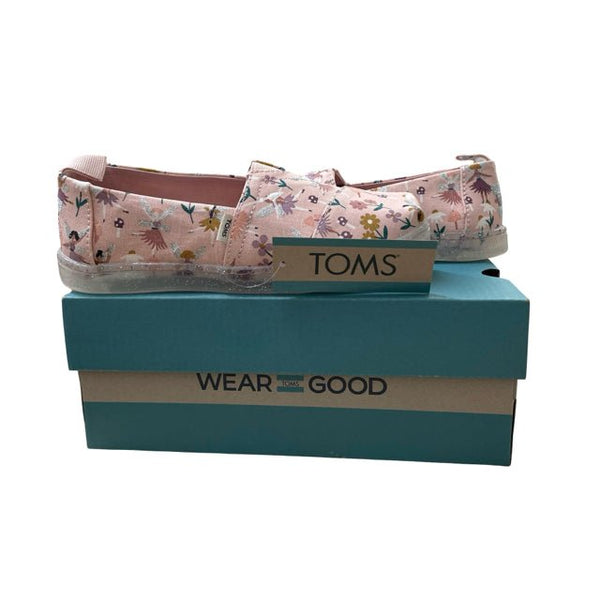 Toms Pink 'Alpargata' Glitter Fairy Garden Canvas Shoes - New In Box - Size 12 - Bounce Mkt