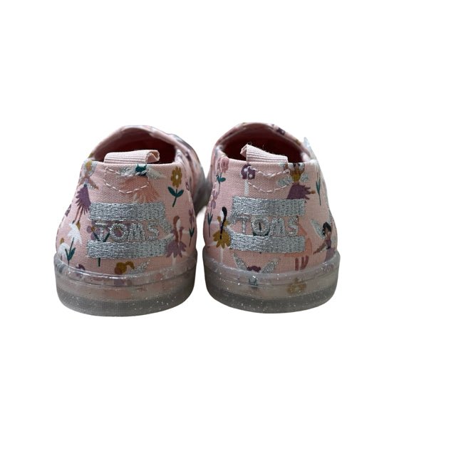 Toms Pink 'Alpargata' Glitter Fairy Garden Canvas Shoes - New In Box - Size 12 - Bounce Mkt