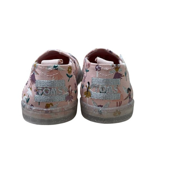 Toms Pink 'Alpargata' Glitter Fairy Garden Canvas Shoes - New In Box - Size 12 - Bounce Mkt