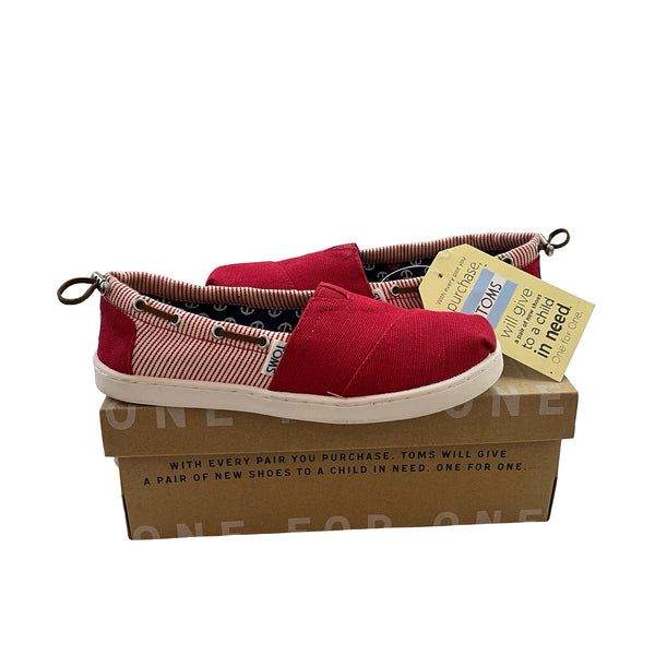 Toms Red & Ivory Striped 'Bimini' Shoes - New In Box - Size 3Y - Bounce Mkt