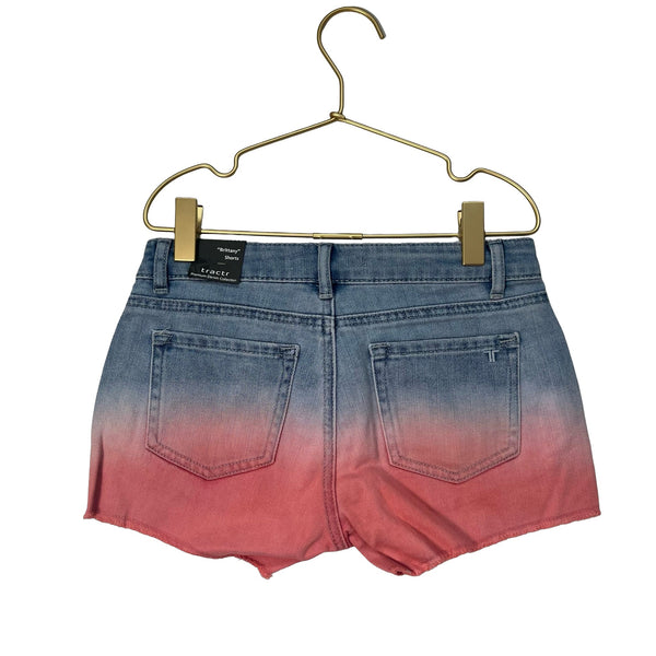 Tractr Denim & Pink Dip - Dye 'Brittany Slim Fit Mid Rise' Shorts with Tags - 10 - Bounce Mkt