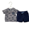 Tucker & Tate Gray & Navy Tiger Tee t & Navy Short Set - Size 3 Mo - Bounce Mkt