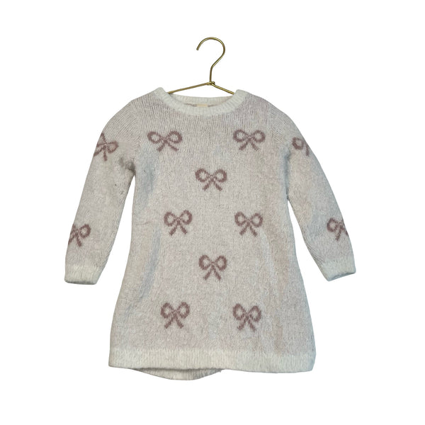 Tucker & Tate Ivory & Pink Bow Print Sweater Dress - Size 18 Mo - Bounce Mkt