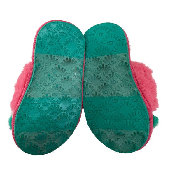 UGG Pink & Green Fuzzy & Sunglass Slide Slippers - Size 7 - Bounce Mkt