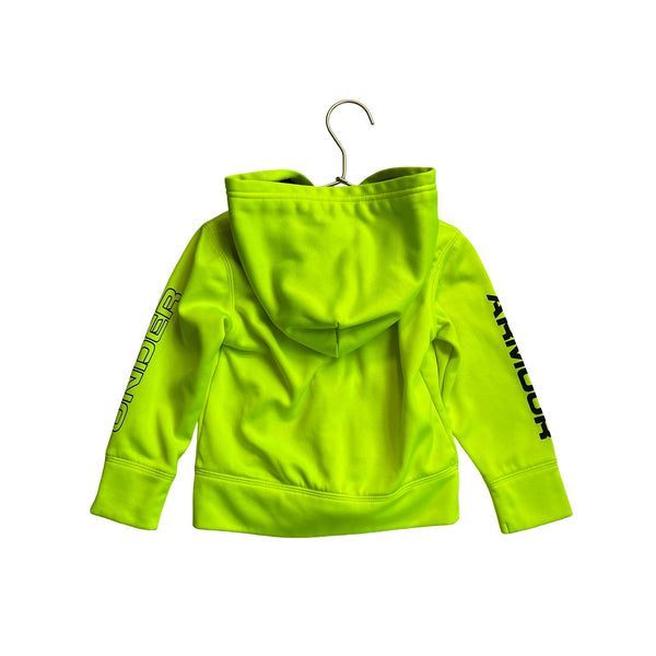 Under Armour Neon Yellow & Black Zip Up Hooded Sweatshirt - Size 2 - Bounce Mkt