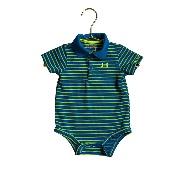 Under Armour Teal & Neon Green Athletic Polo Onesie - Size 6 - 9 Mo - Bounce Mkt