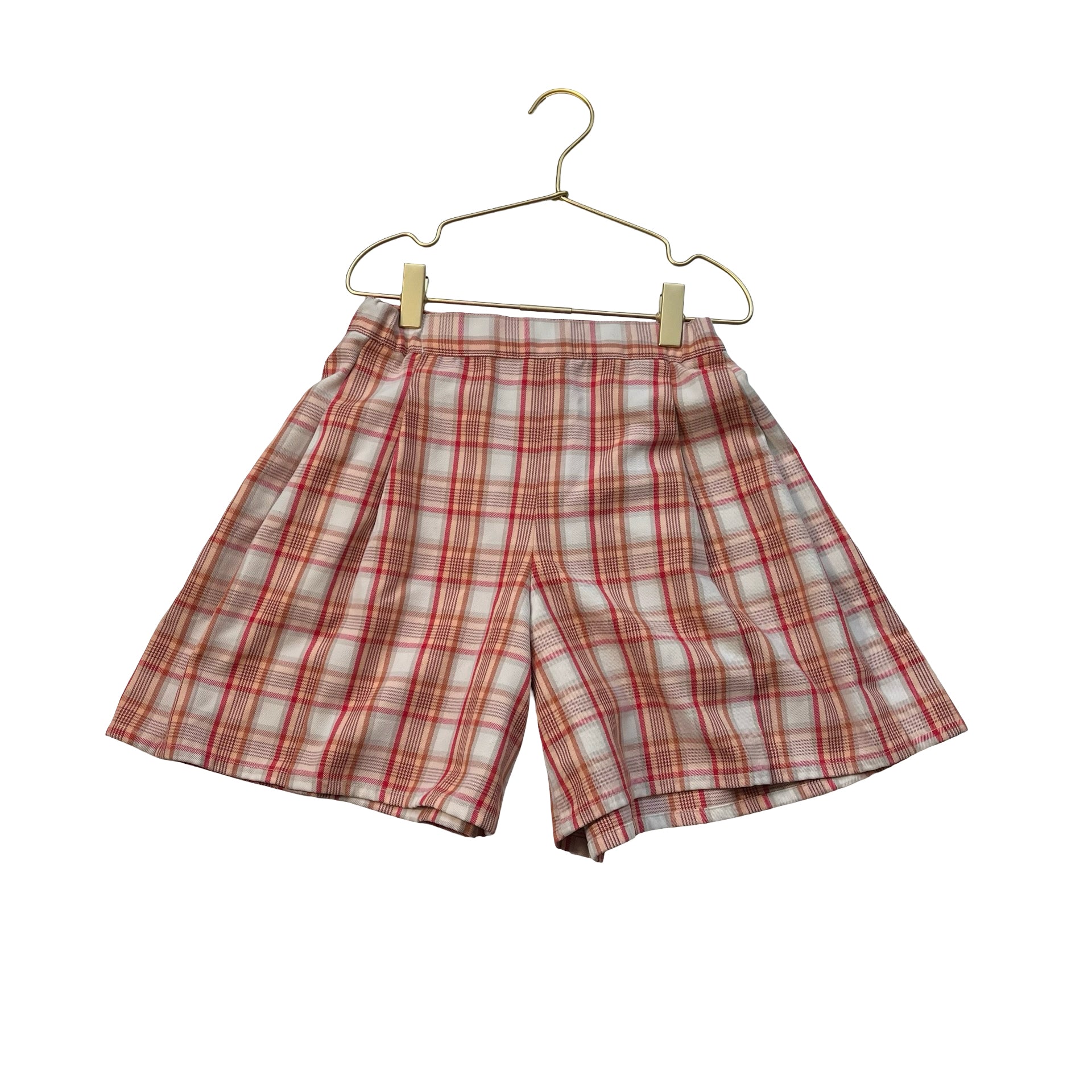 Uniqlo Coral, Red & Ivory Plaid Skort Shorts - Size 9/10 - Bounce Mkt