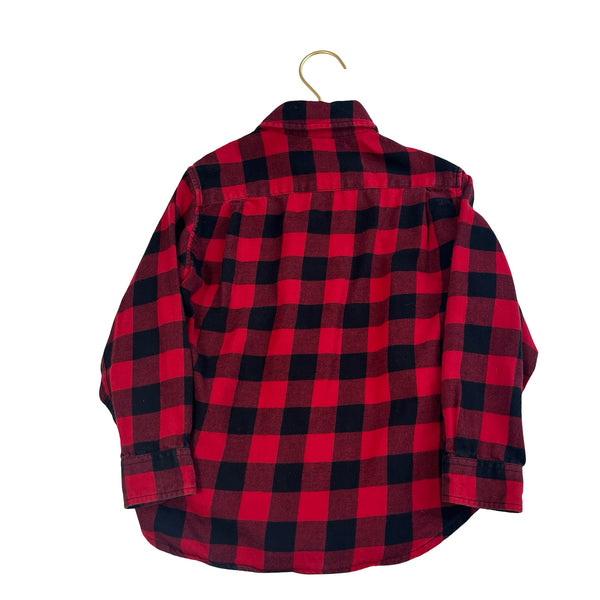Uniqlo Red & Black Check Flannel Long Sleeve Button Down Shirt - Size 110 (5) - Bounce Mkt