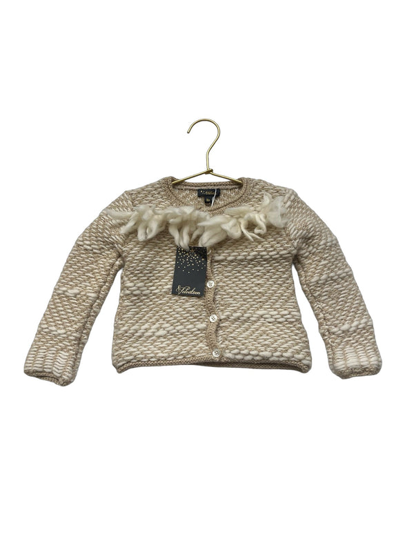 Velveteen Ivory & Tan Fringe Cardigan with Tags - Size 18 Mo - Bounce Mkt