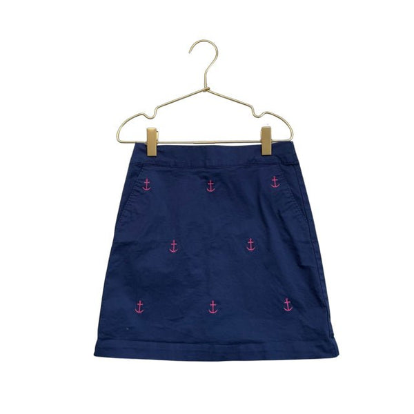 Vineyard Vines Navy Skirt, Pink Anchors - Size 8 - Bounce Mkt