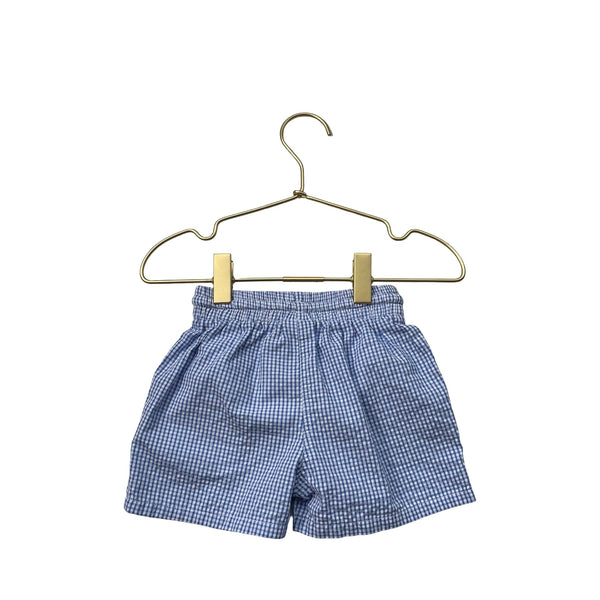 Vive La Fete Blue & White Gingham & Red Lobster Swim Shorts - Size 12 Months - Bounce Mkt
