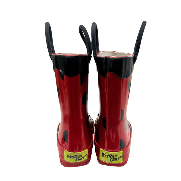 Western Chief Red Black Lady Bug Rain Boots Size - Main Image