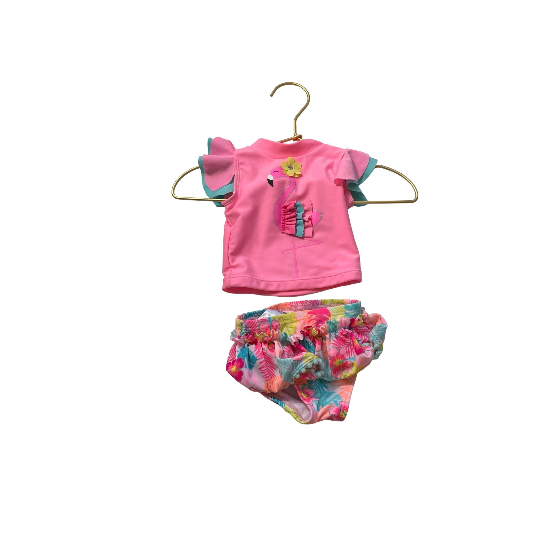 Wetsuit Club Pink Flamingo & Floral Swim Suit Set - Size NB - Bounce Mkt