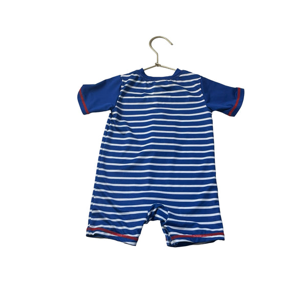 Wonder Nation Blue Striped Swim Romper - Size 3 - 6 Mo - Bounce Mkt