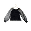 Zara Black Sparkle Sheer Sleeve Tulle Shirt - Size 9/10 - Bounce Mkt