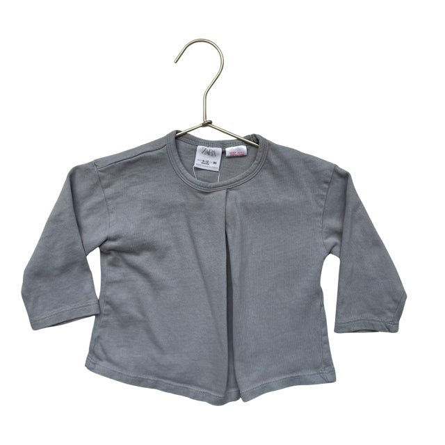 Zara Gray Pleat Front Long Sleeve Shirt - Size 9-12 Months - Bounce Mkt